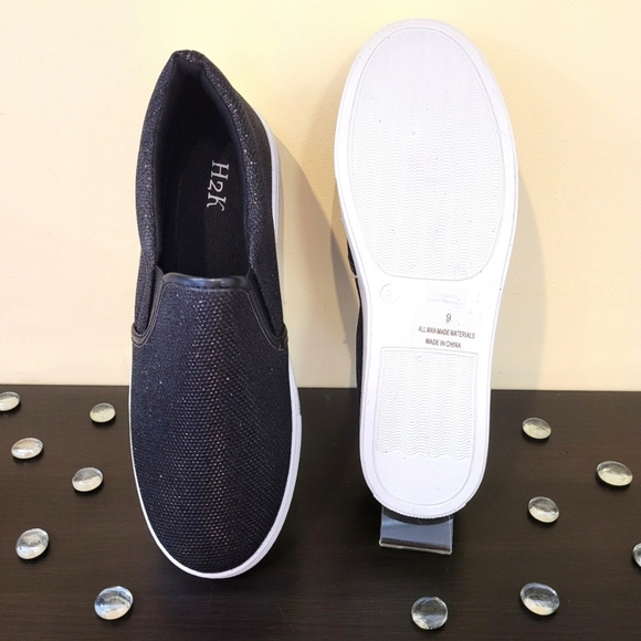 H2K Black Glitter Slip-on Tennis Shoes - Picture 3 of 4